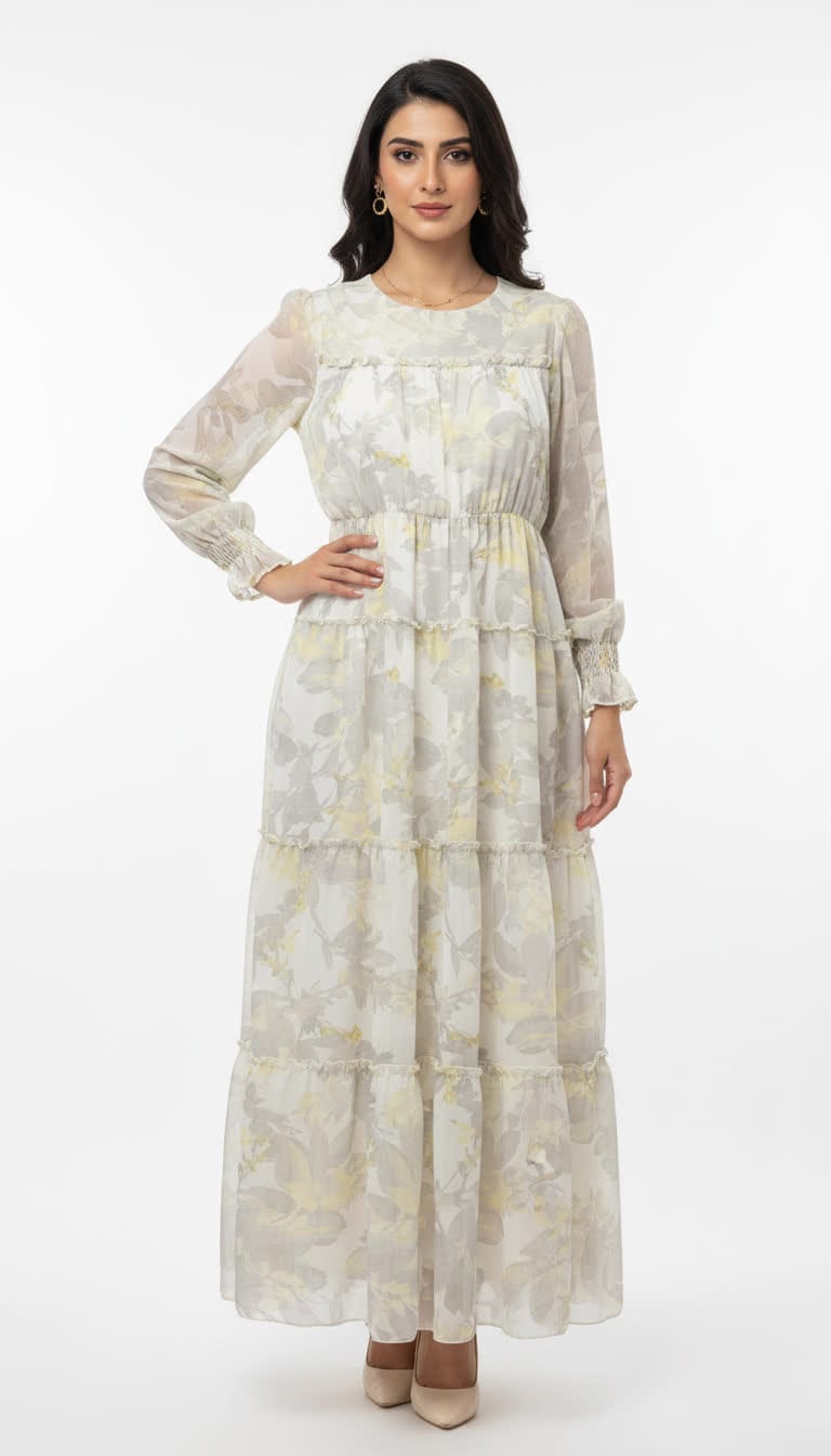 the "ethereal earth" abstract chiffon maxi dress the "ethereal earth" abstract chiffon maxi dress