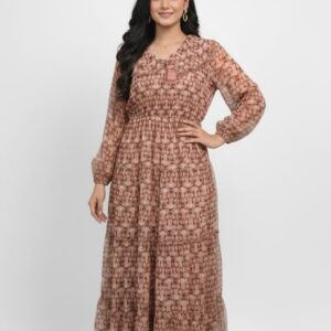 the "ethereal earth" abstract chiffon maxi dress