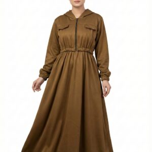 essential modesty zipper maxi dress with pockets and hoodie