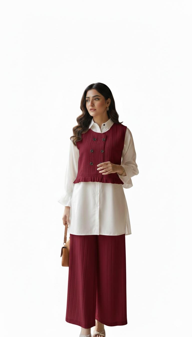 SHORT KOTI CO ORD SET 3PCS