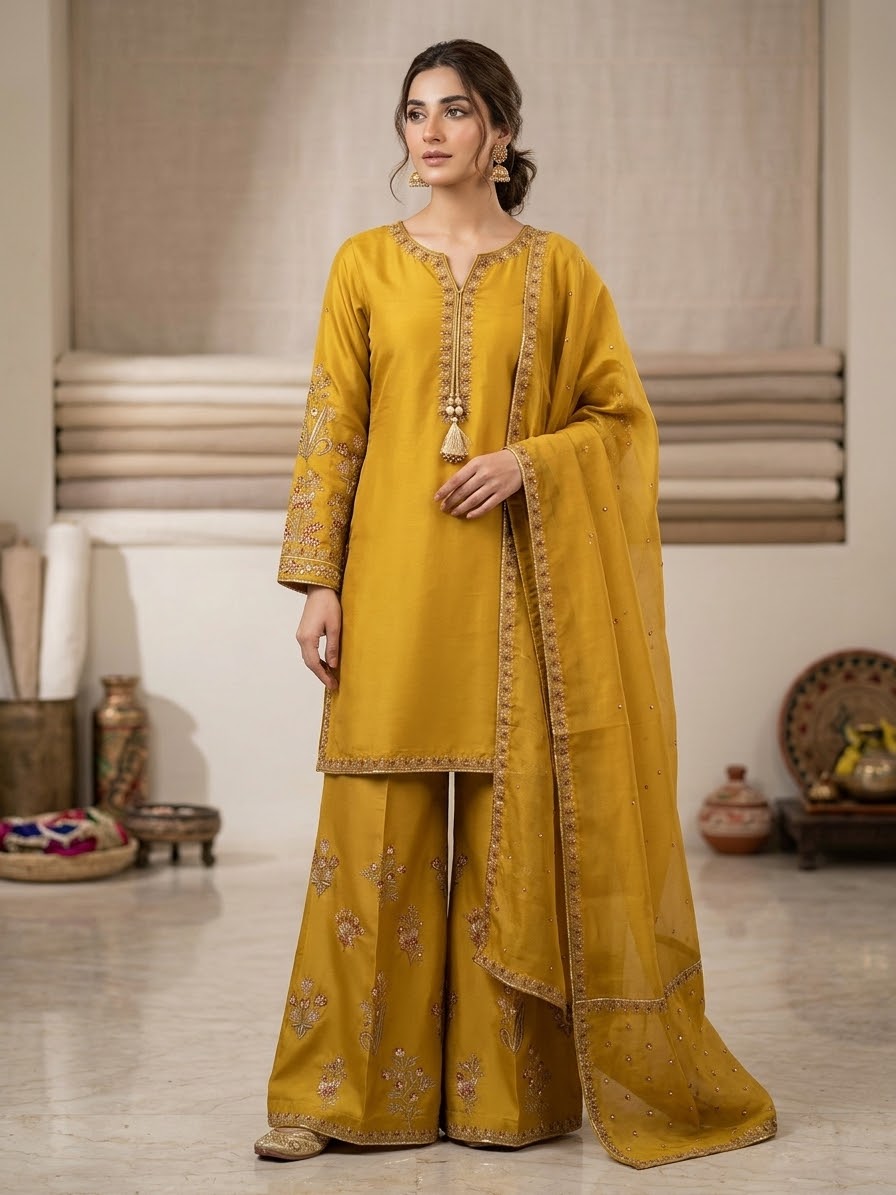 FANCY 3PIECE SILK DRESS