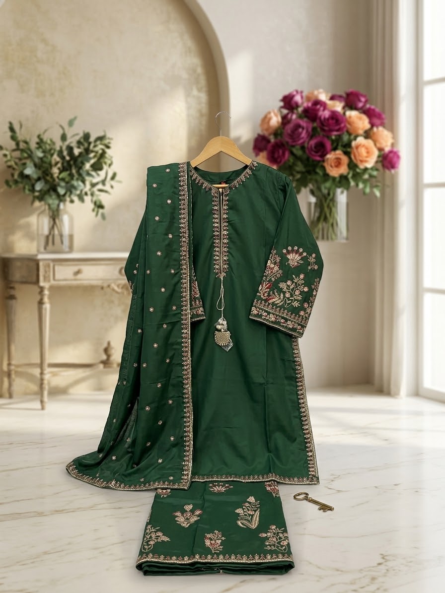 3PIECE FANCY SILK DRESS