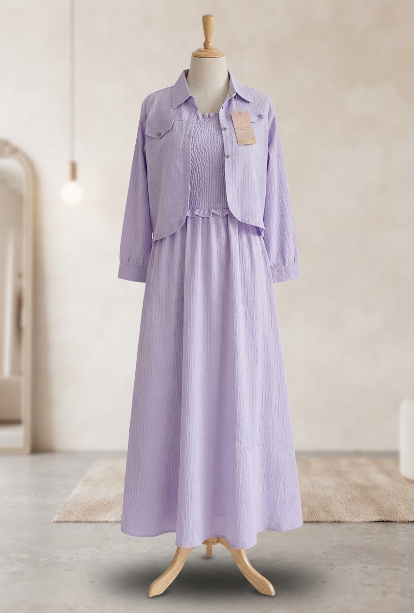 The Sahara Smocked Strapless Maxi Set with Crop Jacket