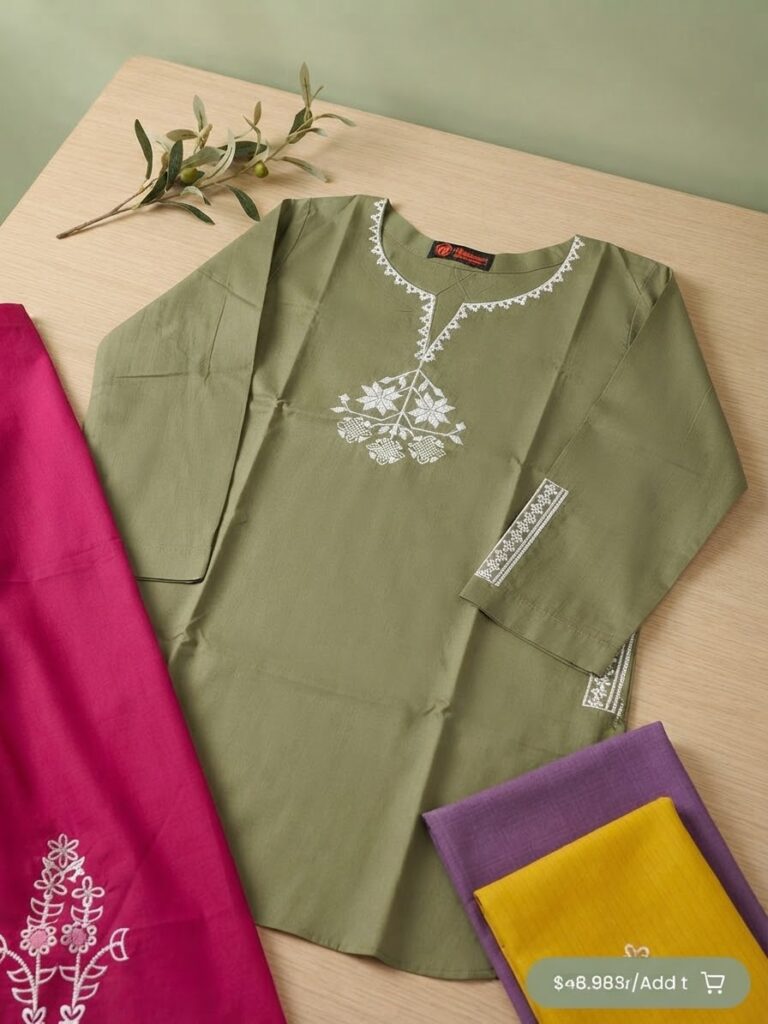 Obsidian Blossom Embroidered Cotton Tunic