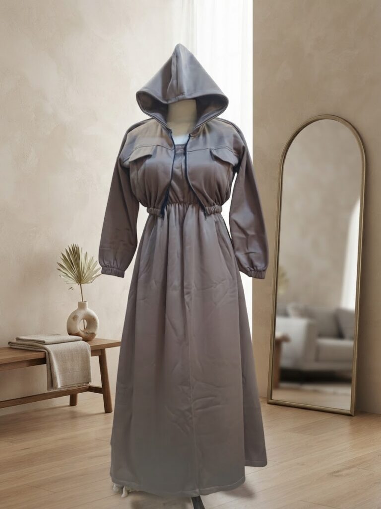 Casual Zippered Hooded Maxi Dress