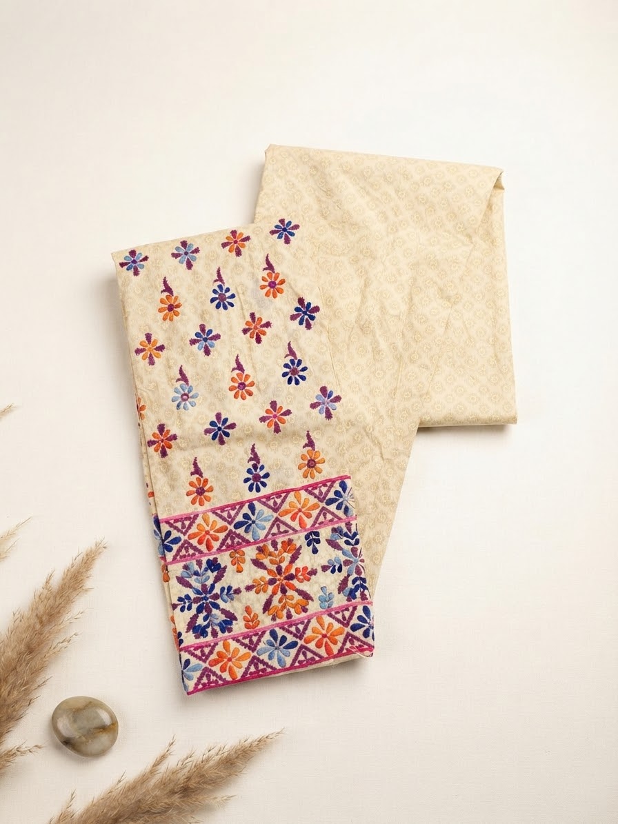Traditional Patiala Salwar with Intricate Floral Ankle Embroidery