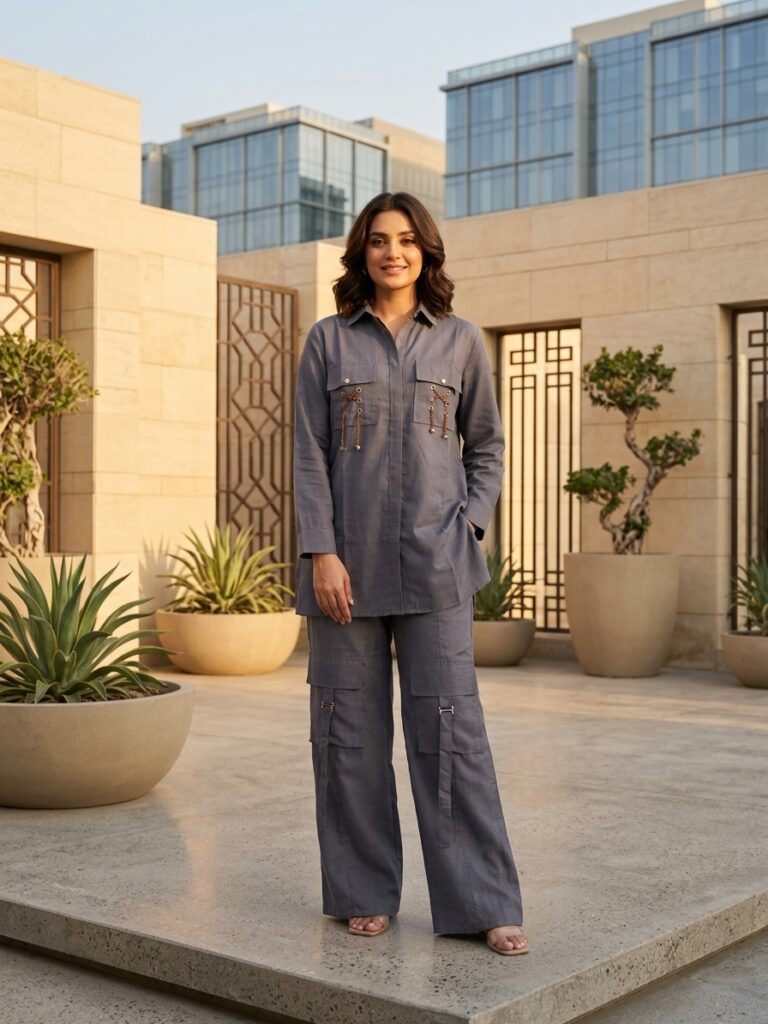 Premium Embellished Shirt & Cargo Trouser Co-Ord Set